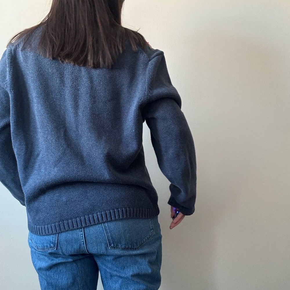 SOLD—Vintage Eddie Bauer Navy Floral Cardigan - Picture 4 of 8